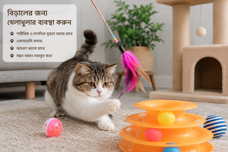 বিড়ালের জন্য খেলাধুলার ব্যবস্থা ও খেলনা