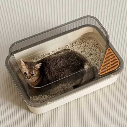 Corner Cut Semi-Enclosed Cat Litter Box Extra Large