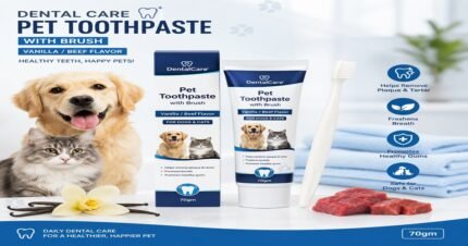 Pet Toothpaste | With Brush | Vanilla/Beef Flavor | Dogs & Cats | 70gm