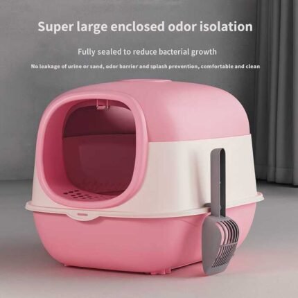 Front Door Closed Cat Litter Box with Scoop Single Door