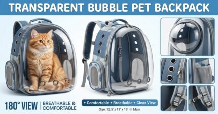 Transparent Bubble Pet Backpack with 180 degree clear view for cats