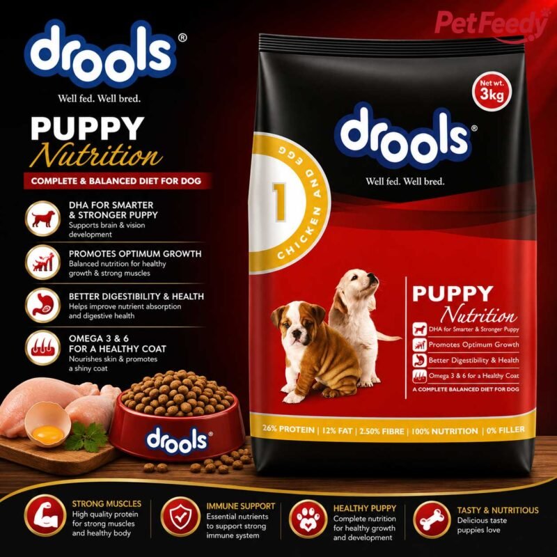 Drools Puppy Nutrition dog food 3kg pack for puppies