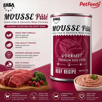 EASA Mousse Pâté beef dog food 400g can