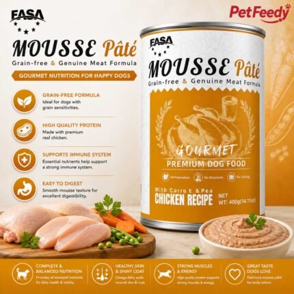 EASA Mousse Pâté chicken dog food 400g can