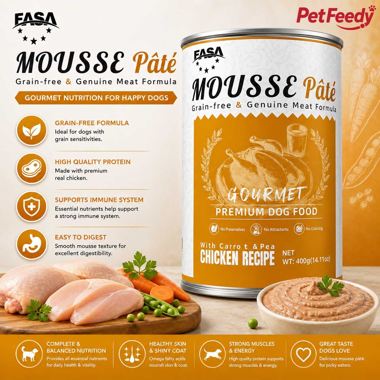 easa-mousse-pate-chicken-dog-food-400g EASA Mousse Pâté chicken dog food 400g can