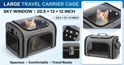 Large Travel Carrier Cage with Sky Window for cats and small dogs