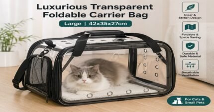 Luxurious transparent foldable carrier bag for cats and small pets