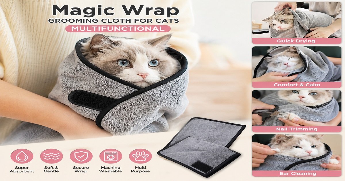 Magic Wrap Grooming Cloth for Cats | Multifunctional Cat Towel Magic Wrap Grooming Cloth for Cats multifunctional soft drying and grooming towel