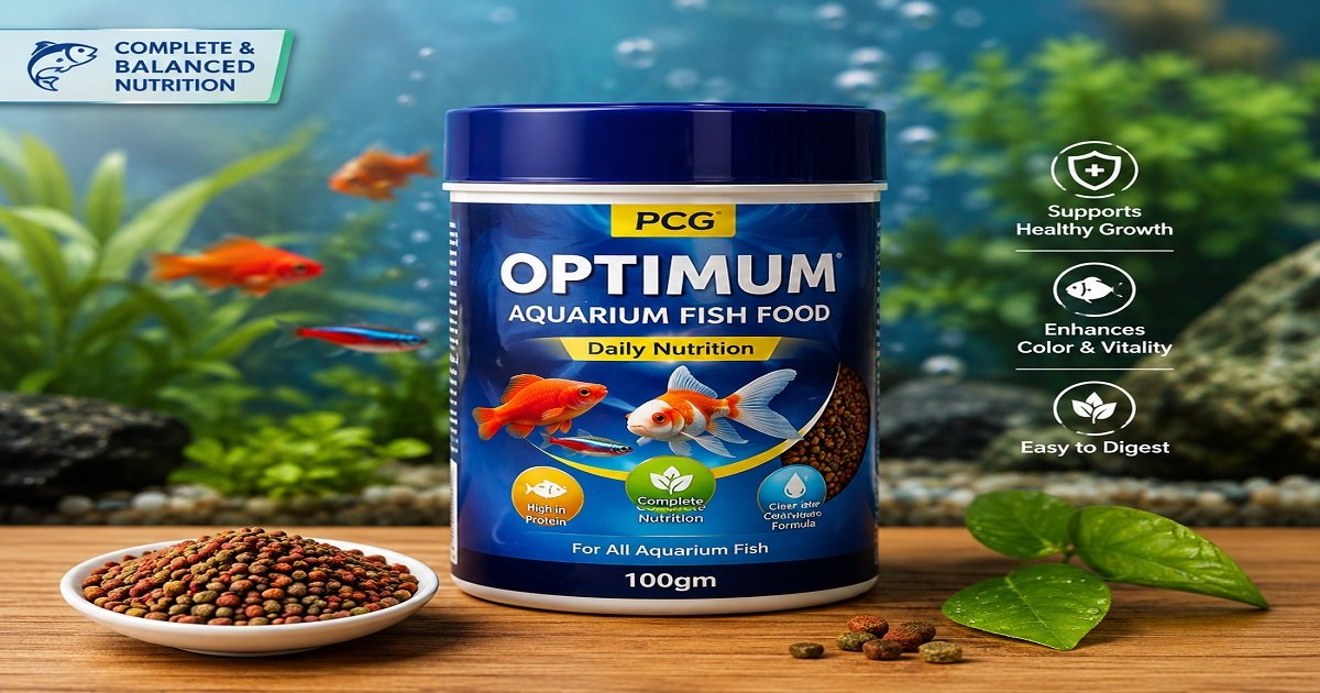 Optimum Aquarium Fish Food | Daily Nutrition | 100gm Optimum Aquarium Fish Food 100gm for daily nutrition of aquarium fish