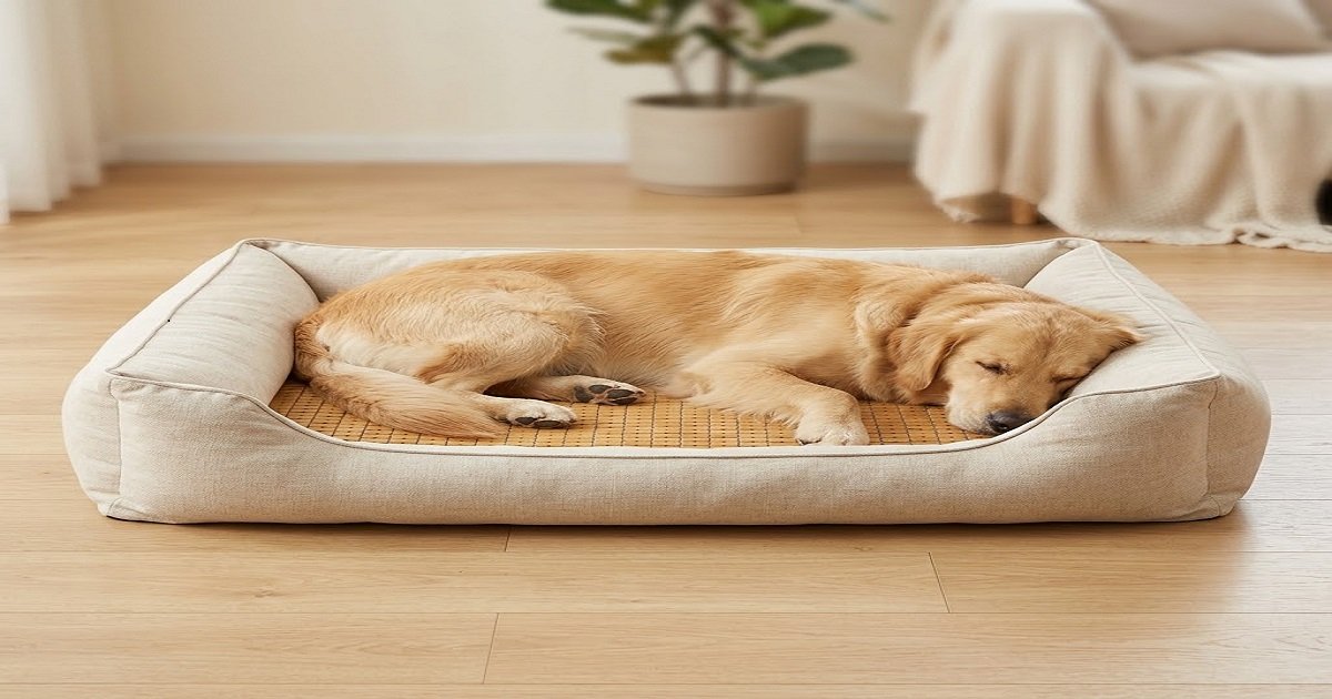 Washable Linen Pet Bed With Bamboo Mat Large Washable Linen Pet Bed with Bamboo Mat for Large Dogs and Cats