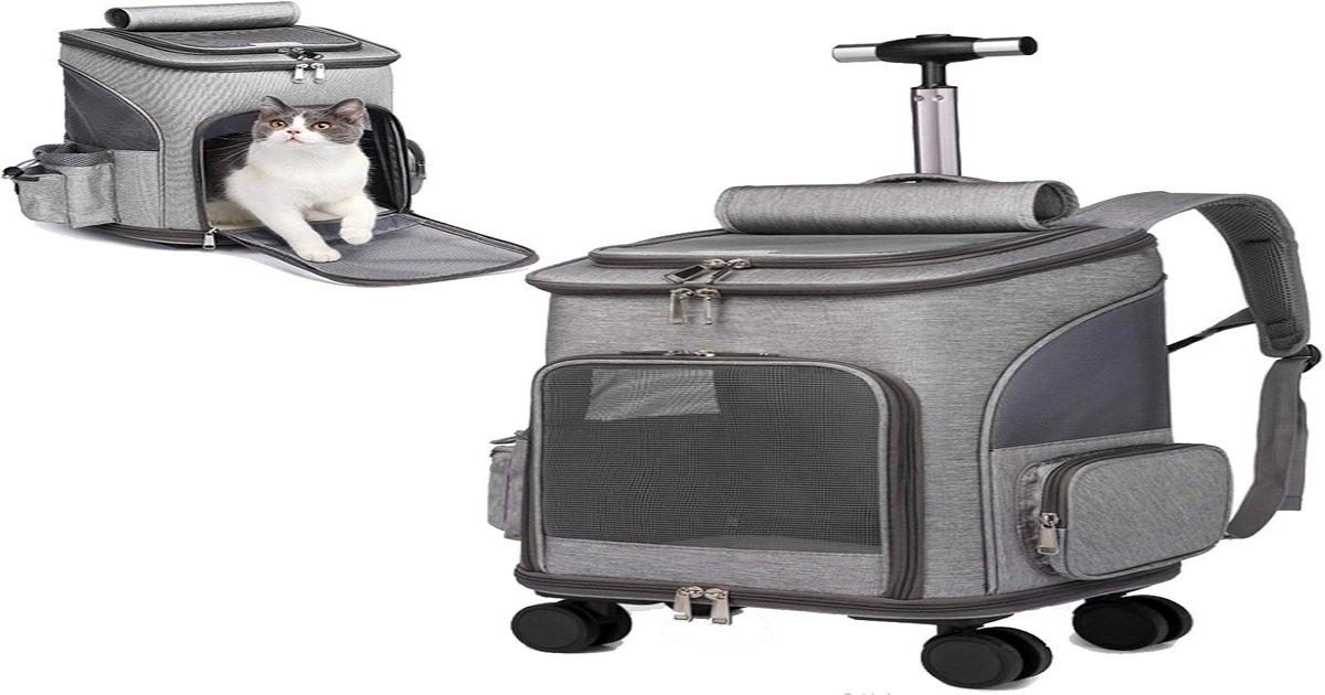 Pet Carrier Backpack with Trolley | 2-in-1 Travel Bag 2-in-1 pet carrier backpack with trolley for cats and small pets