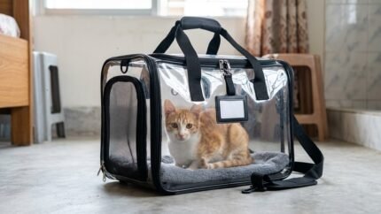 Transparent EVA pet carrier handbag for cats, large 42x28x32cm