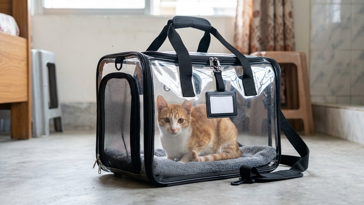 Transparent EVA Pet Carrier Handbag | Large 42x28x32cm Transparent EVA pet carrier handbag for cats, large 42x28x32cm