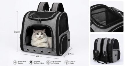 Ventilated Oxford Pet Backpack 40x35x27cm for comfortable pet travel