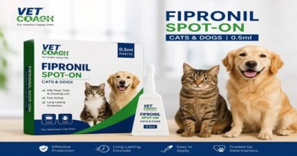 Vet Coach Fipronil Spot-On 0.5ml for cats and dogs flea and tick treatment product packaging