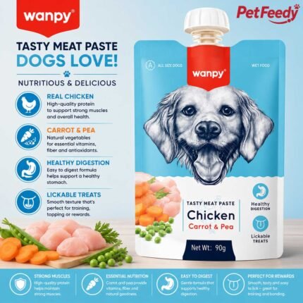 Wanpy Chicken Carrot and Pea meat paste dog treat 90g
