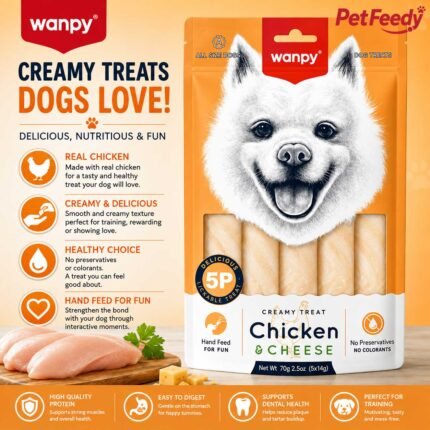 Wanpy Chicken and Cheese creamy dog treats 70g pack