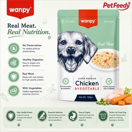 Wanpy Chicken and Vegetable super premium dog food 100g