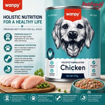 Wanpy Chicken wet dog food 375g can