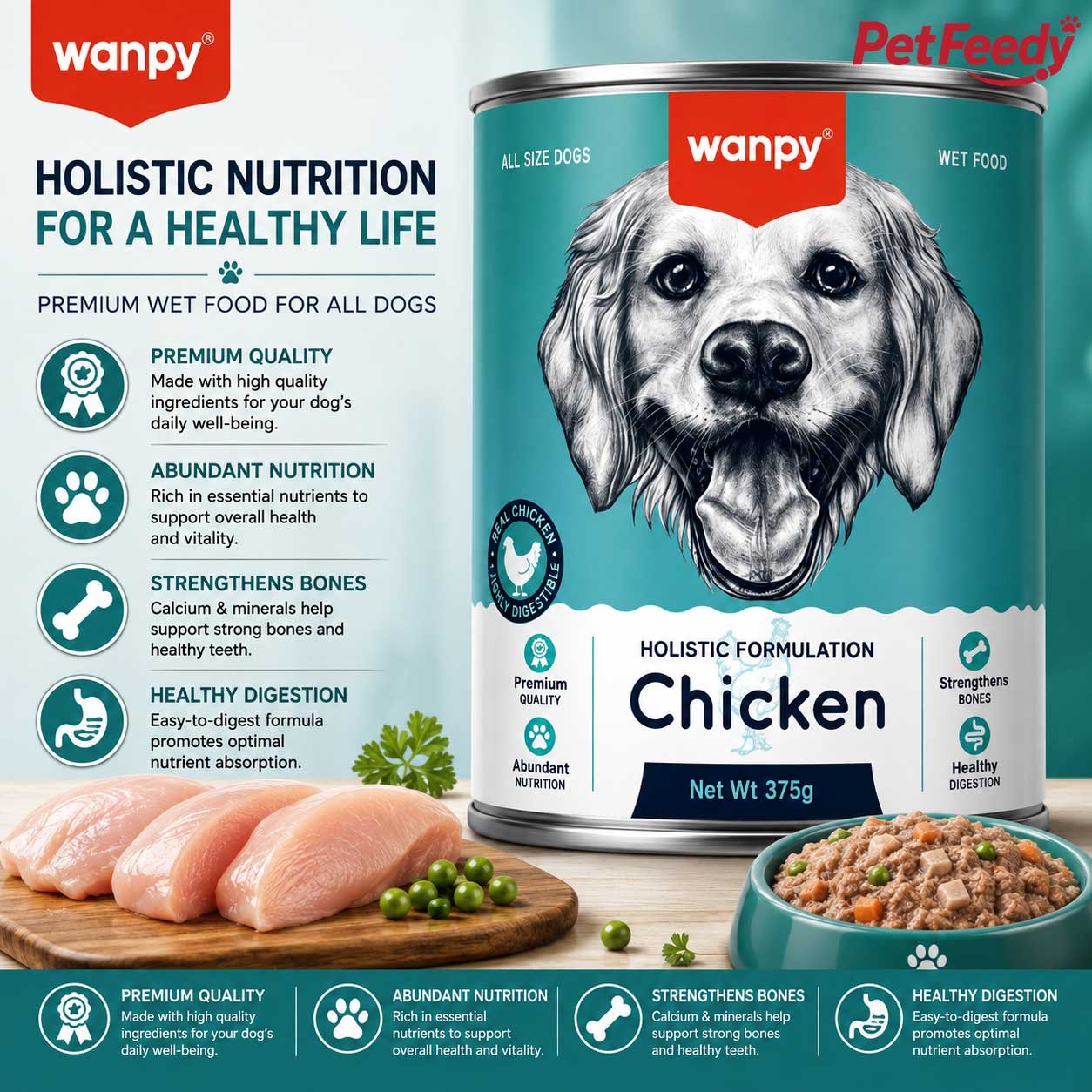 wanpy-chicken-wet-dog-food-375g Wanpy Chicken wet dog food 375g can