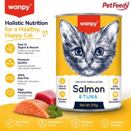 Kitten Can Salmon & Tuna Wanpy Holistic Formulation Salmon & Tuna Wet Cat Food 375g
