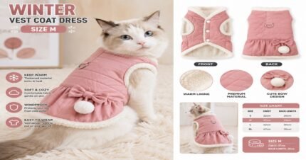 Winter Vest Coat Dress for cats and small pets in size M