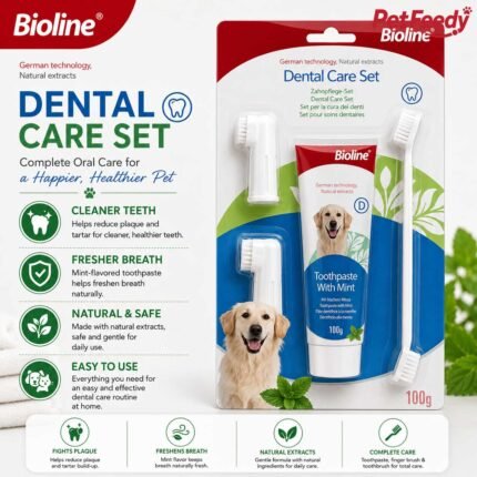 Bioline Dental Care Set with mint toothpaste for dogs 100g