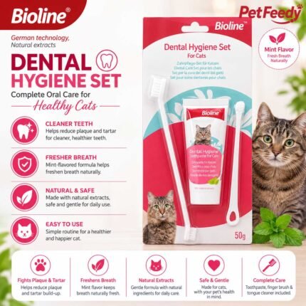 Bioline Dental Hygiene Set with mint toothpaste for cats 50g