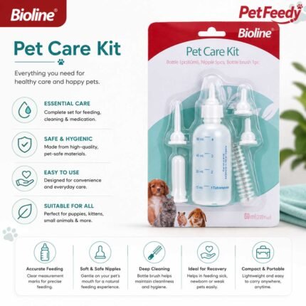 Bioline Pet Care Kit 60ml feeding bottle with nipples and bottle brush