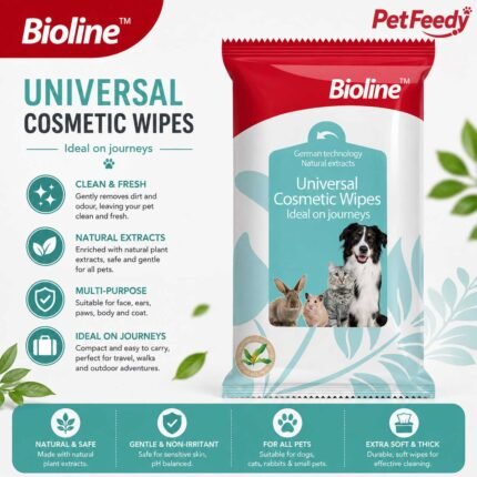 Bioline Universal Cosmetic Wipes for dogs cats and small pets