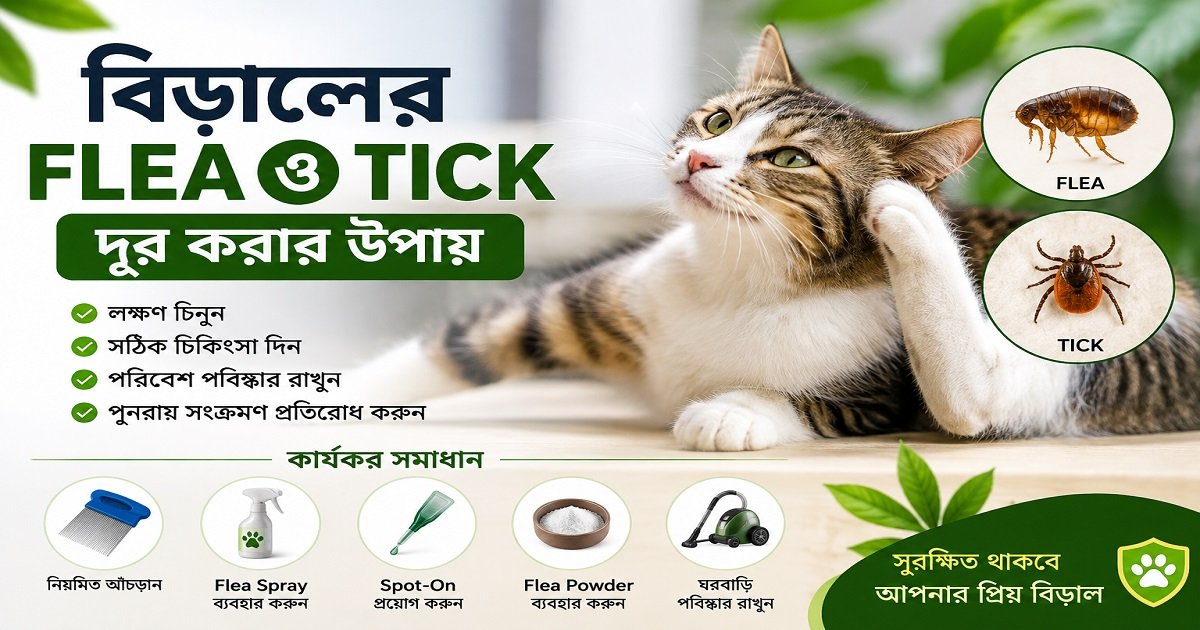 বিড়ালের Flea ও Tick দূর করার নিরাপদ ও কার্যকর উপায়