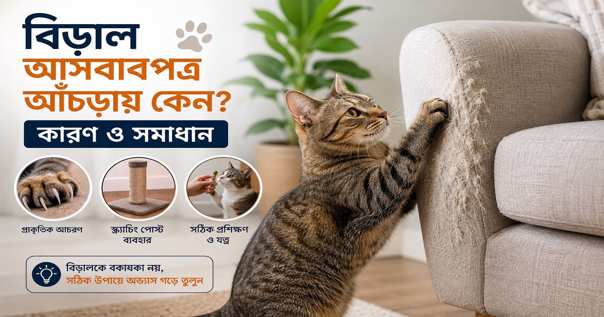 বিড়াল আসবাবপত্র আঁচড়াচ্ছে