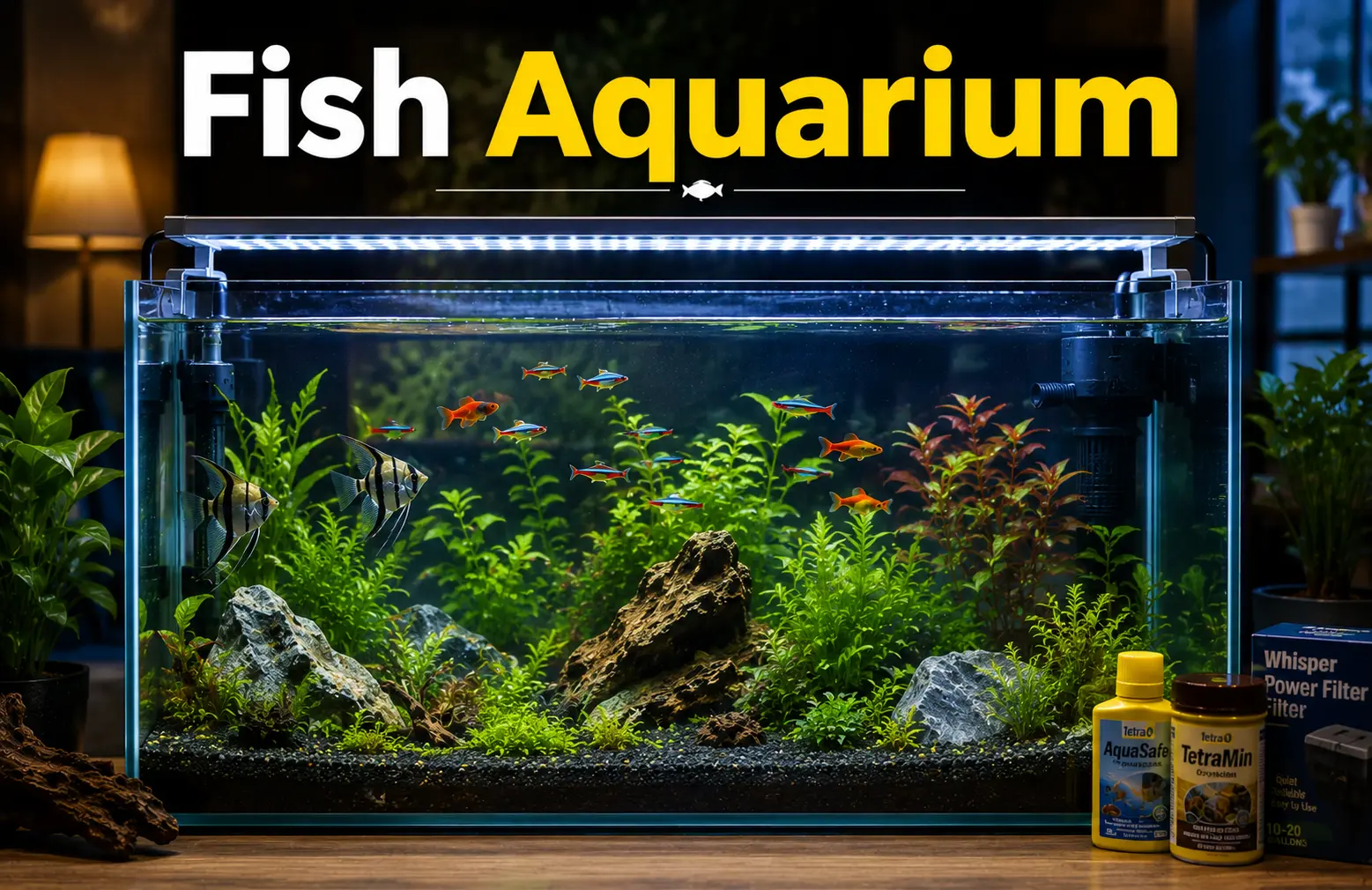 A fish aquarium cycling process with filter running before adding fish in Bangladesh