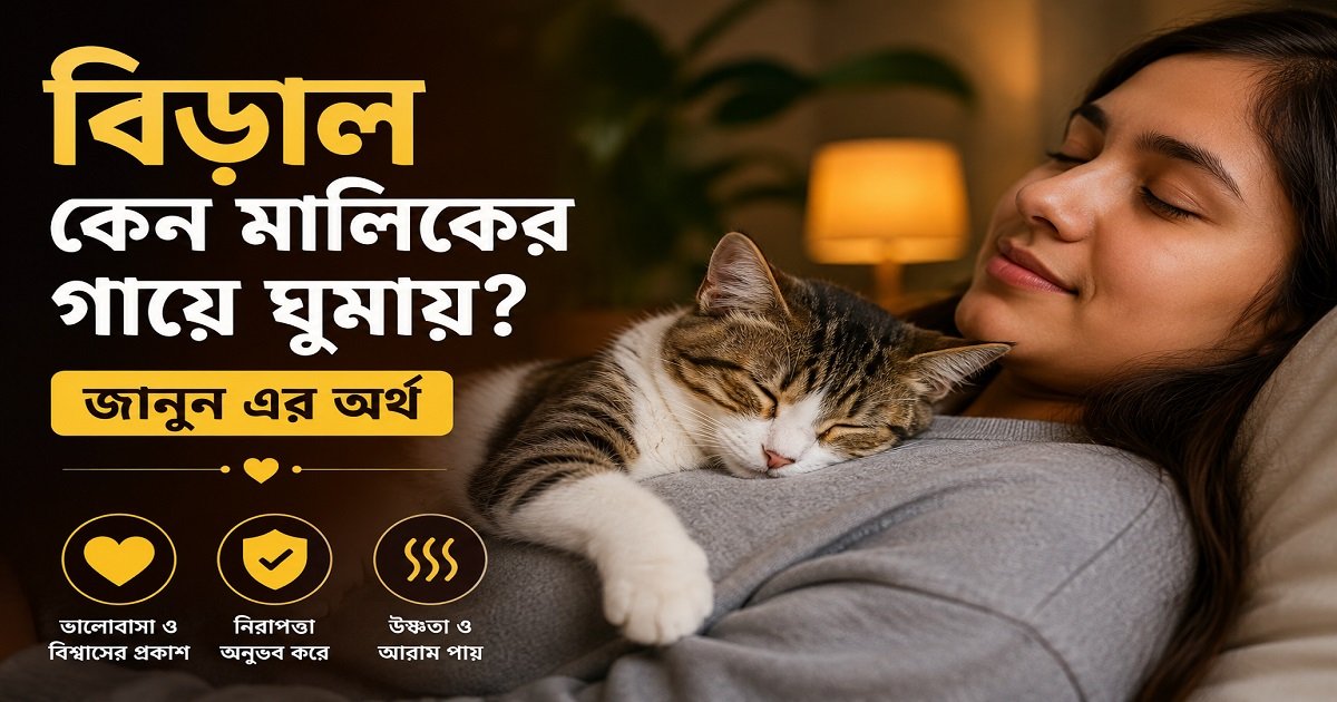 বিড়াল মালিকের গায়ে ঘুমাচ্ছে